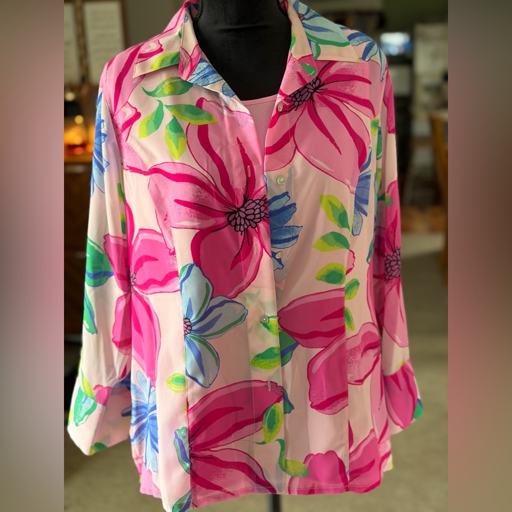 Laura Scott Floral Blouse Cottagecore Spring Garden Party Top